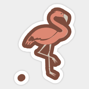 Two Tone Cartoon Style Coral Pink Flamingo Sticker